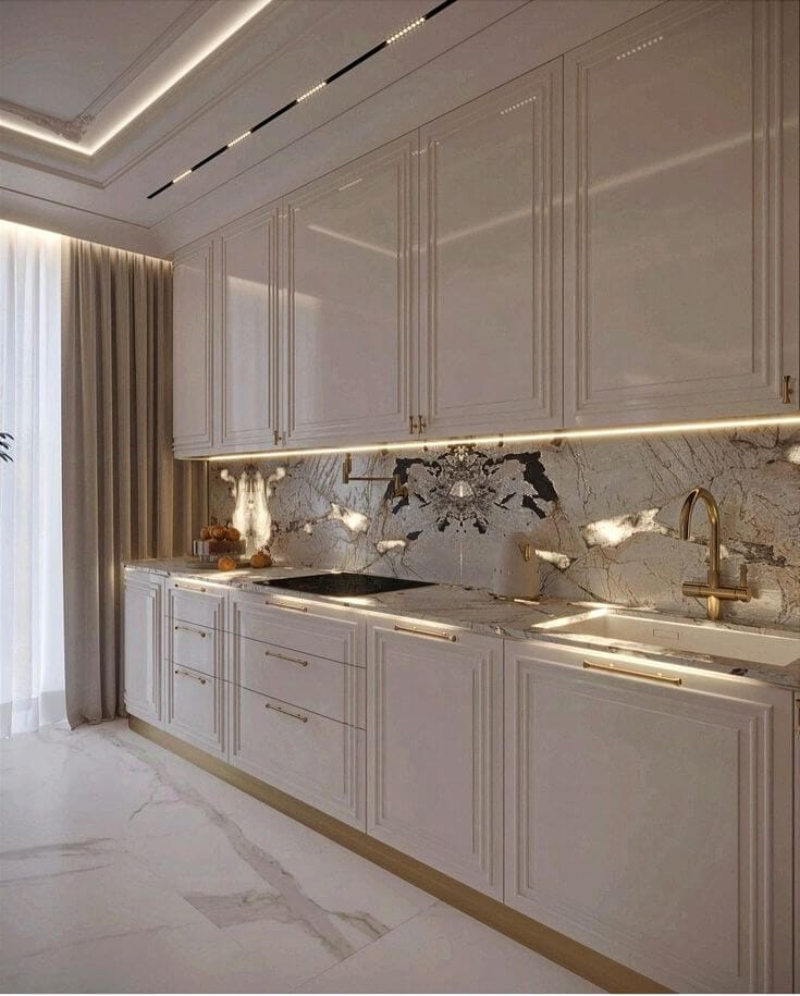 اجرای کابینت هایگلاس مدرن در آشپزخانه