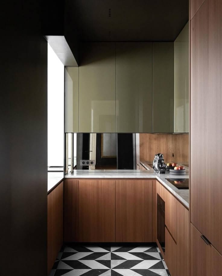 نمونه طراحی کابینت مدرن در آشپزخانه کوچک