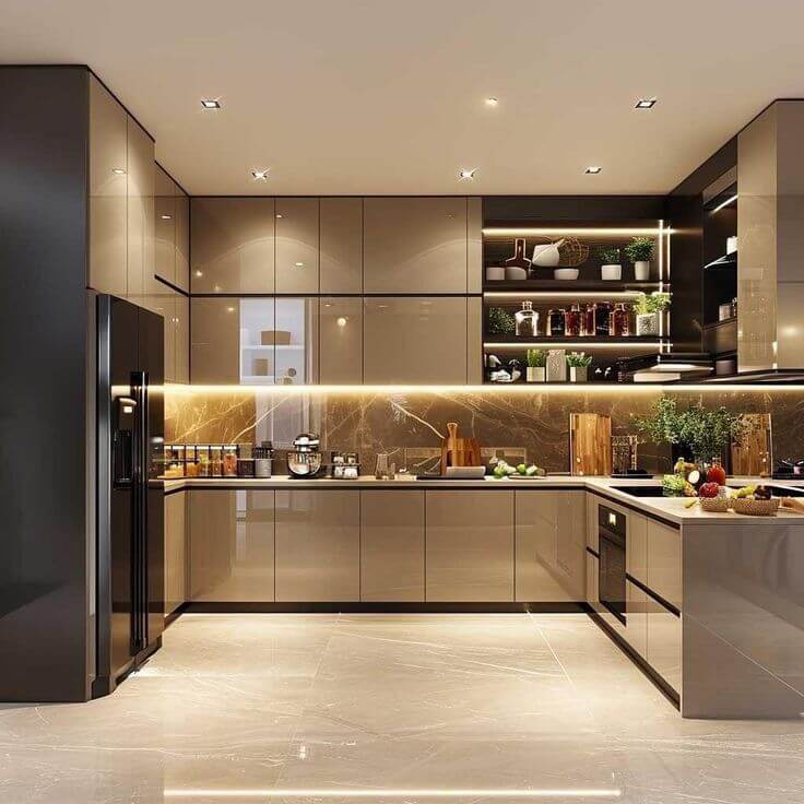 کابینت مدرن با نورمخفی در آشپزخانه اصفهان