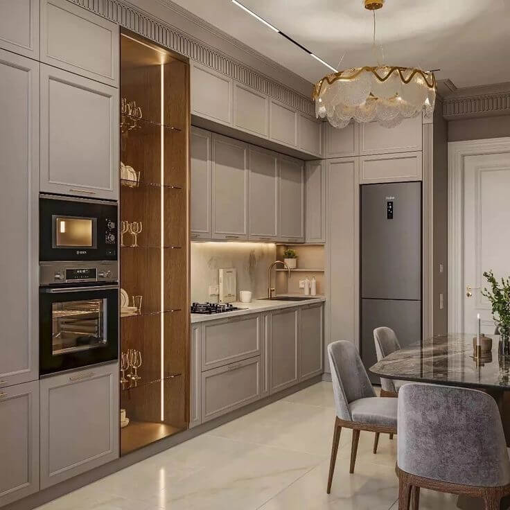 کابینت نئوکلاسیک سفید در آشپزخانه اصفهان