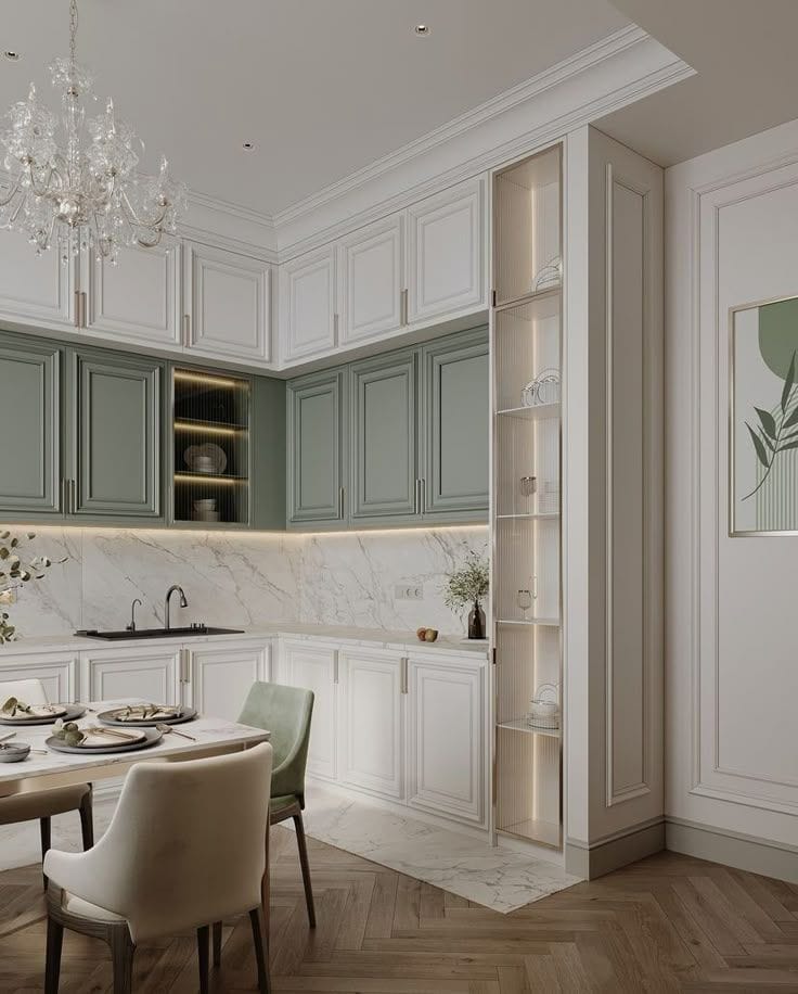 جزئیات ابزار خورده در درب کابینت ممبران سفید