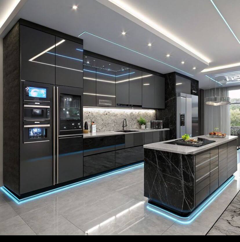 نمونه طراحی کابینت با ترکیب رنگ_های مات و براق سال 2026